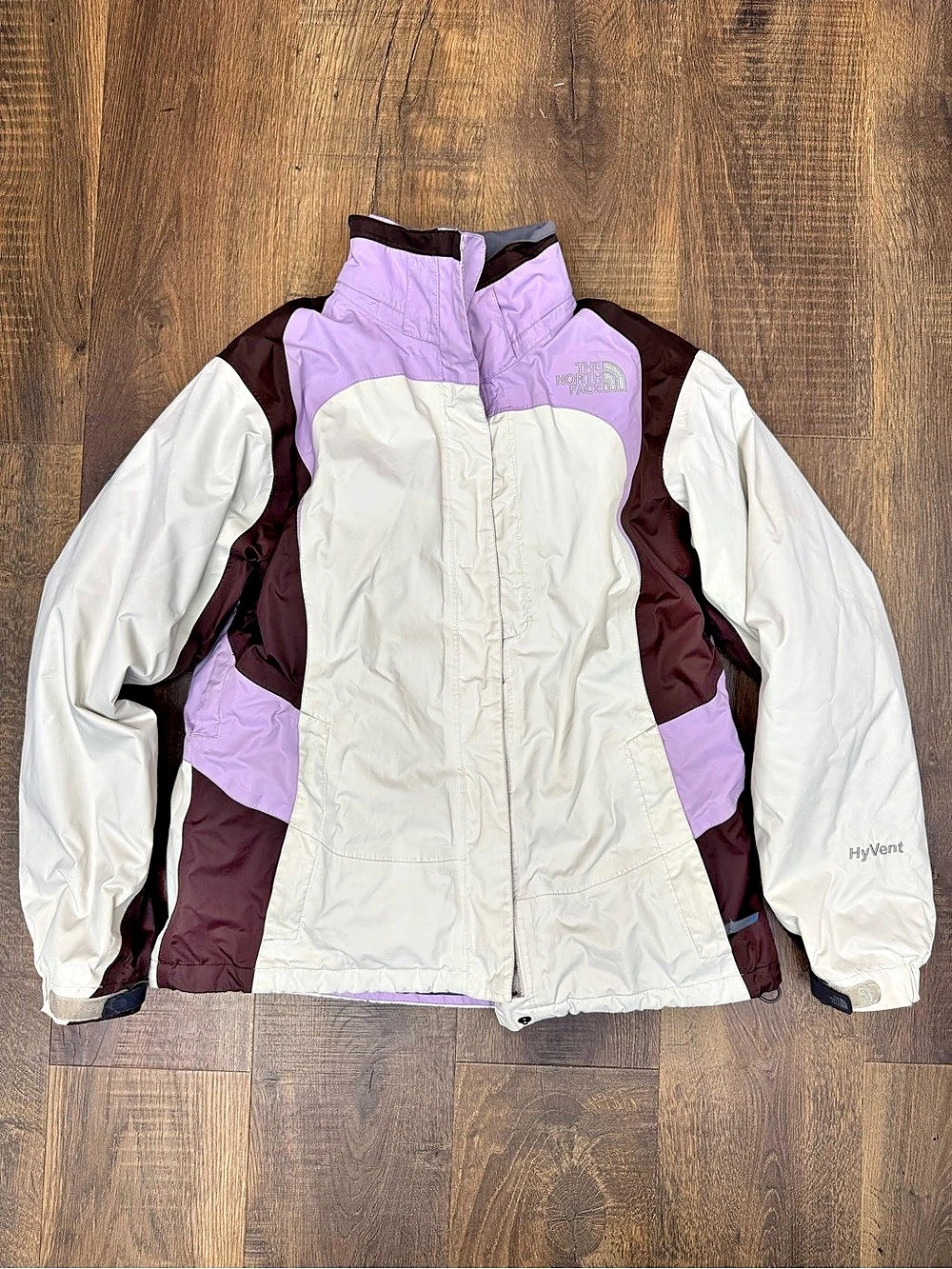 The North Face Color Block Ski Jacket White & Purple Large